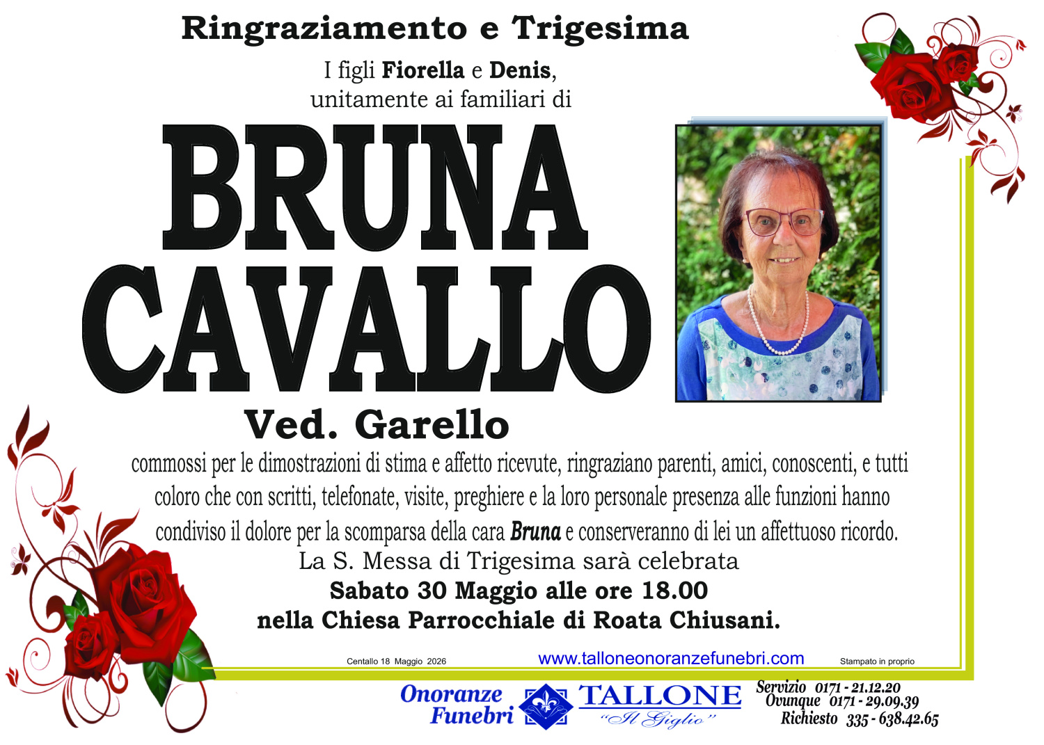 <br />
<b>Warning</b>:  Undefined variable $info in <b>/home/tallone/public_html/ringraziamenti.php</b> on line <b>68</b><br />
Bruna Cavallo